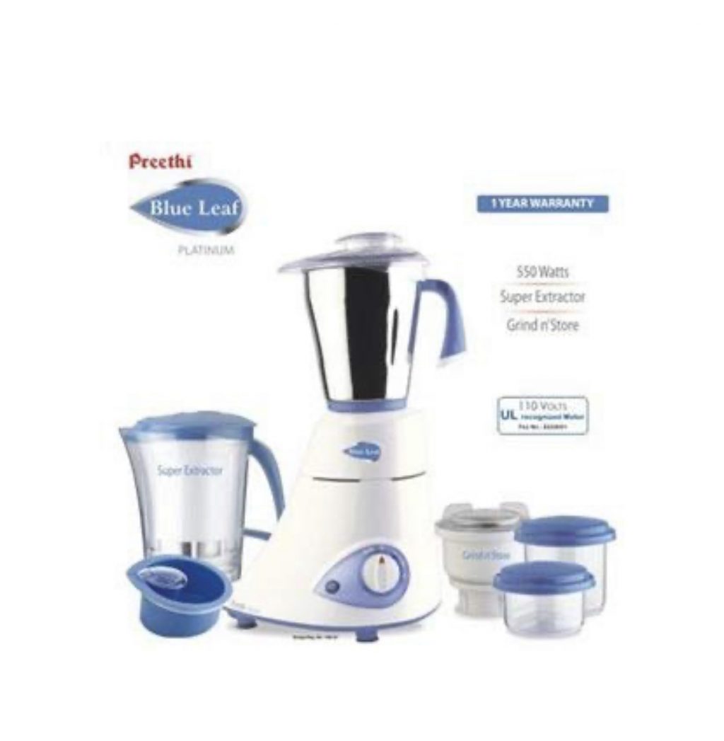 Mixie Mixer Grinder Preethi With 3 Jars Stainless Steel Blue White 110V 220V